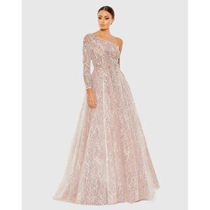 Mac Duggal Size 20 Pink 20232 Embroidered One Shoulder Ball Gown Formal Dress